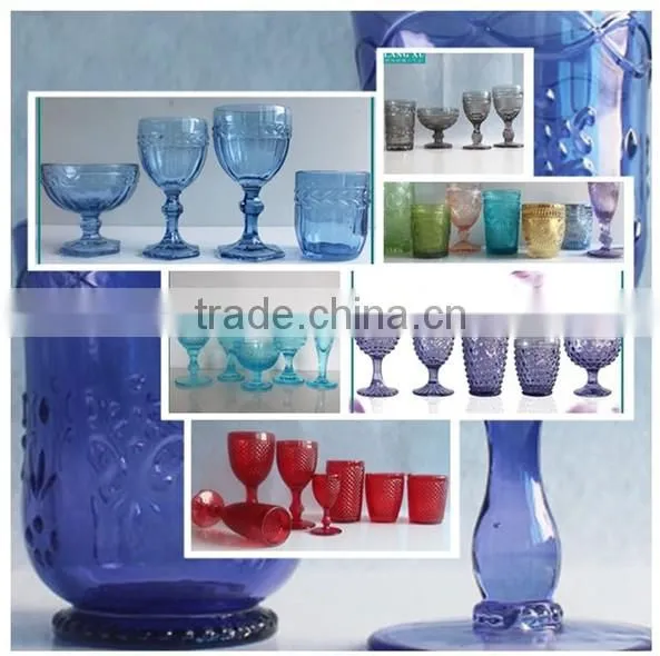 wholesale high quality handmade wholesale table colored drinking glassware sets