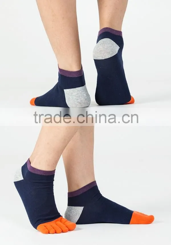 Wholesale full cotton colorful 5 toe socks fashion design socks