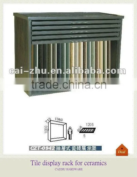 Metal drawer tile display rack