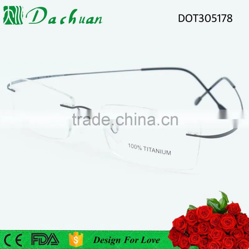 Top sale classic high quality rimless super flexible titanium eyewear wenzhou titanium factory
