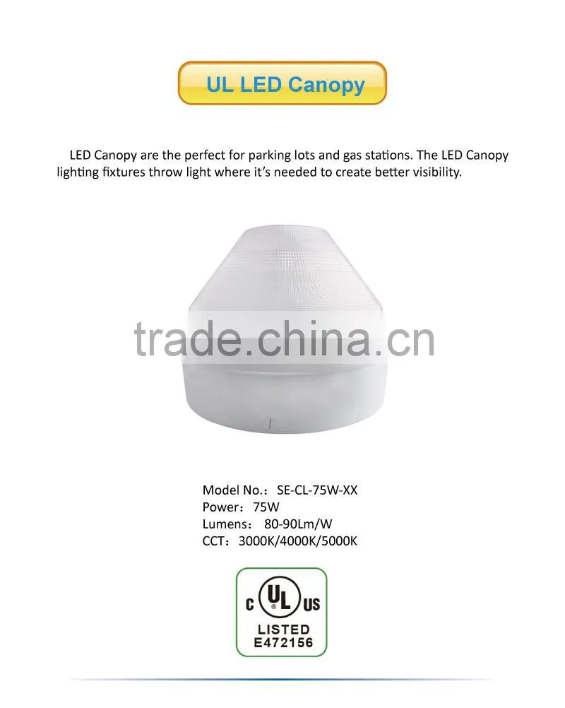 75W UL DLC SAA Listed Gas Station LED Canopy Light