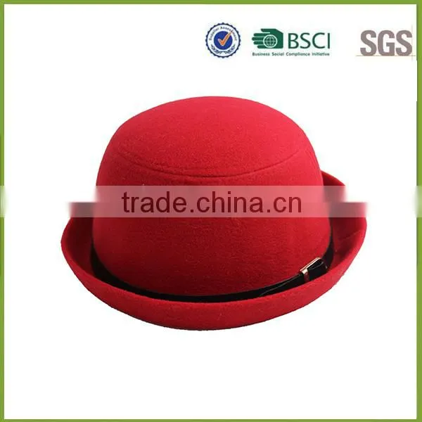 Rose red bowler hat felt hillbilly hat wholesale german felt hat