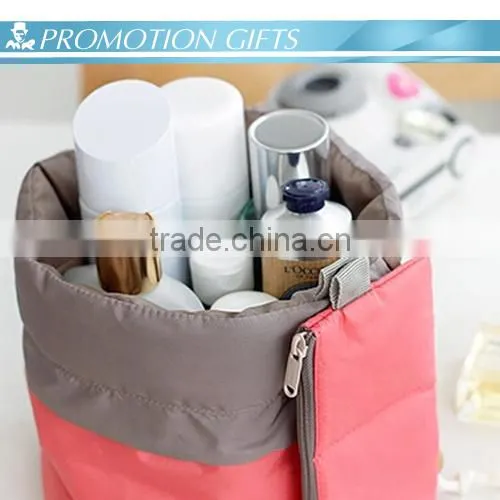 Custom polyester cylinder cosmetic makeup bag