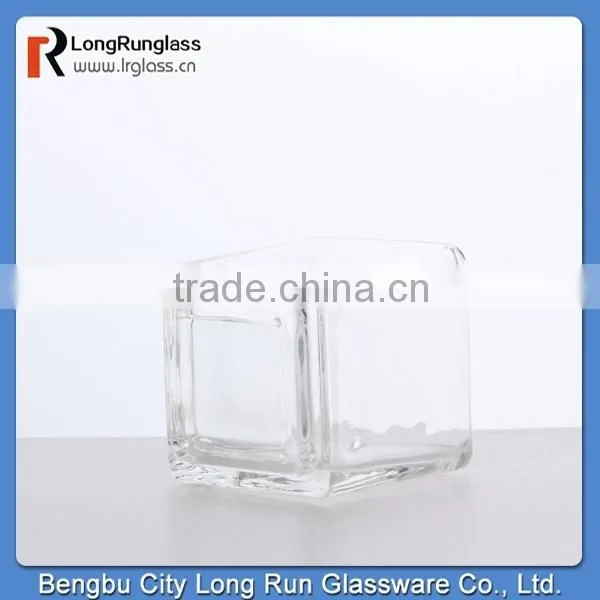 LongRun high quality 100g transparent square shape glass candle holder
