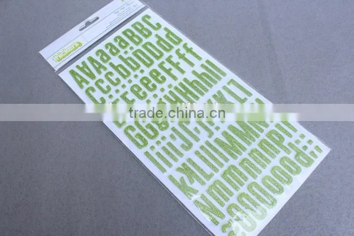 Colored glitter letter number stickers