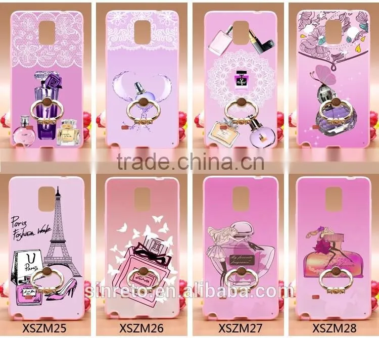 Phone Case For Samsung Note4 Slim Prefume TPU+PC With metal Ring
