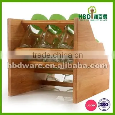 Buy glass spice set with bamboo rack ,spices glass container set,candle jars wholesale