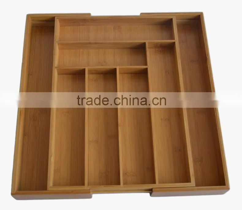 DT019 Expandable Bamboo Cutlery Tray , Kitchen Utensil Organization