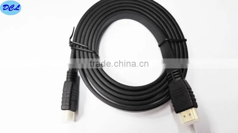 Black flat HDMI cable with gold plated