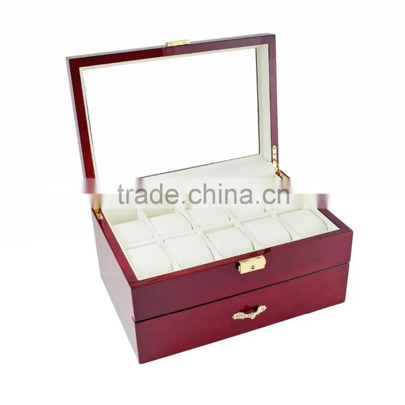 Luxury Glossy Wood Box Packaging 2 layer 24 watches storage