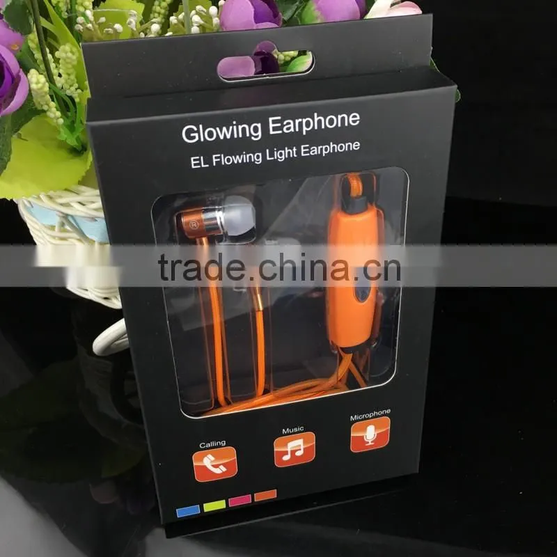new premium visible flash light LED earphone illuminated LED light headphones for iphone 6 6s