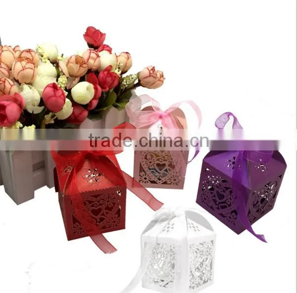 Biscuit Packaging Bag Wedding Candy Gift Party Wedding Carriage Laser hollow rose candy box
