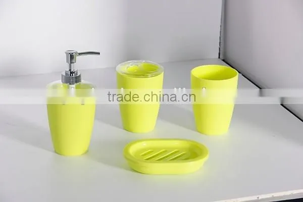 Elegant plastic 4pcs bathroom set with soap dispenser