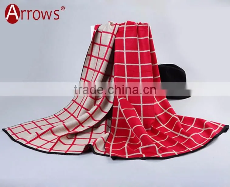 China Red Tartan Grid Plaid Shawl Pashmina Poncho Scarf for Ladies Girls Winter Late Autumn