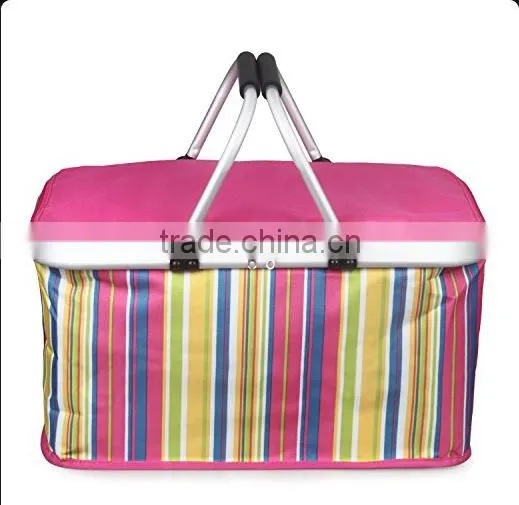 32L Large Family Size Picnic Insulated Bag BBQ Meat Drinks Cooler Bag Folding Collapsible Basket for Holidays Parties (YX-Z131)