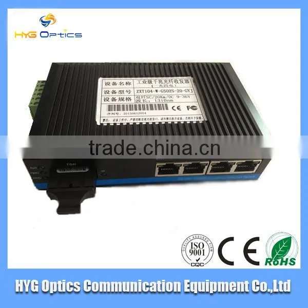 oem 10/100/1000M Industrial Ethernet Fiber Media Converter, 1 fiber port + 2 RJ45
