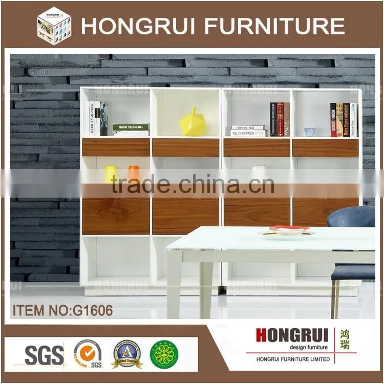 High quality MDF with white matte painting and walnut veneer kitchen cabinet factory living room cabinet
