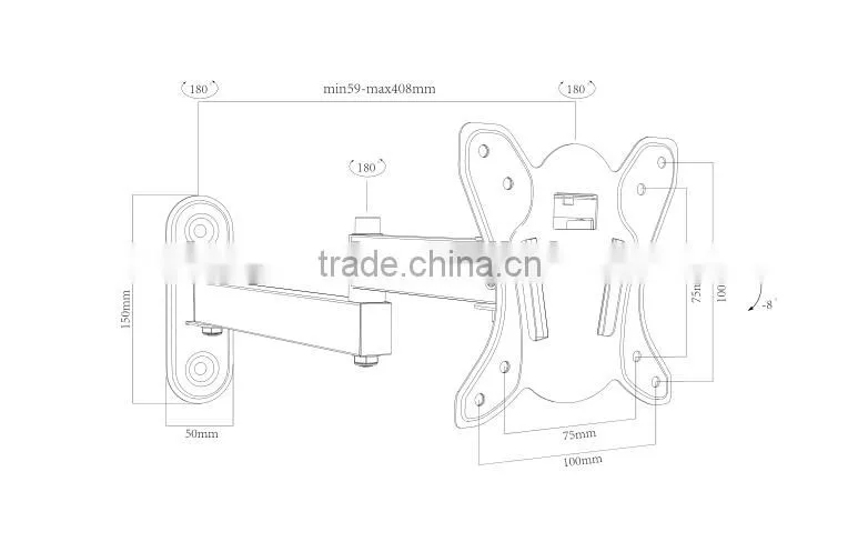 Aluminum mounting bracket full motion, 10"-27" tv wall mount bracket