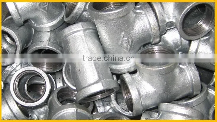 NPT thread galvanized malleable iron reducing tee