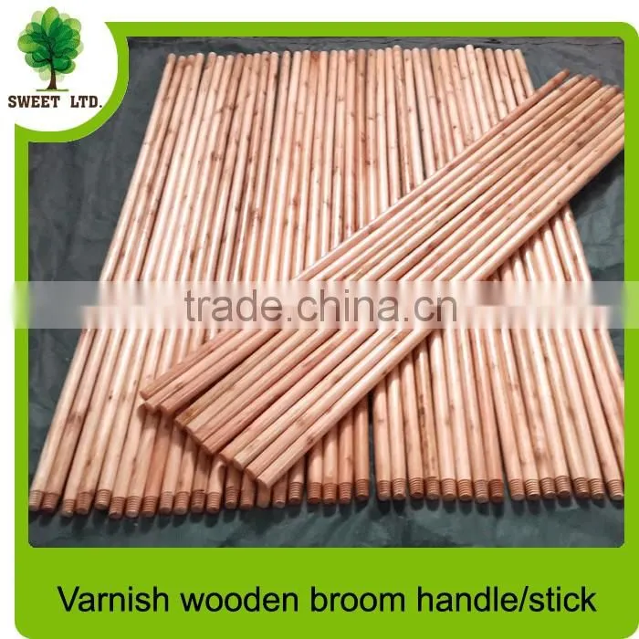 Well straight Varnished wood mop stick with cheap price and high quality