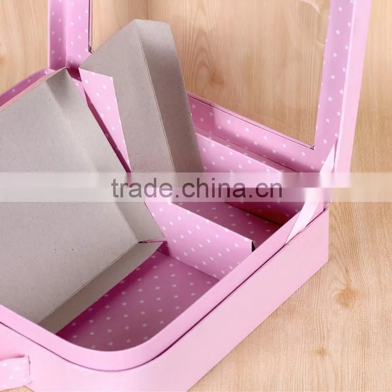Luxury rigid cardboard packaging box for clothes with handle