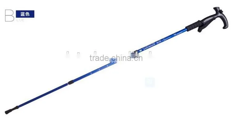 Hot popular T handle alpenstock mountaineering three sections walking sticks
