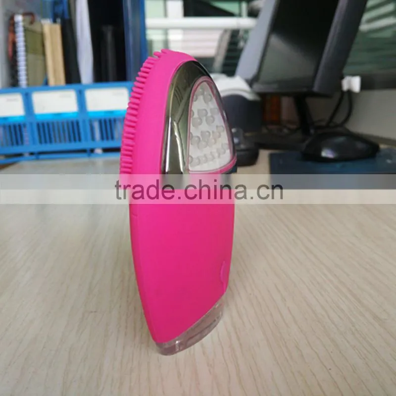 LED Light Vibration Face soft slicon Brush/Bubble-free Cleansing Gel