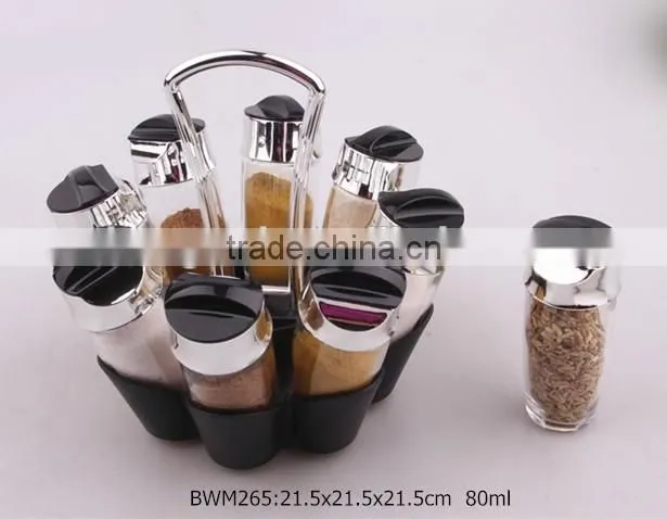 2016 16pcs glass spice jar set with plastic stand