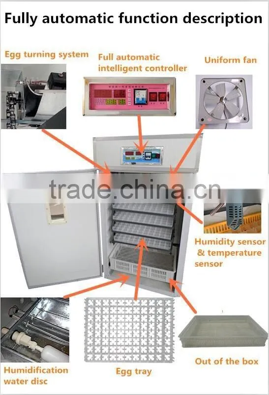352 fully automatic egg incubator, high efficiency incubator for hatching chicken, goose,duck, quali,