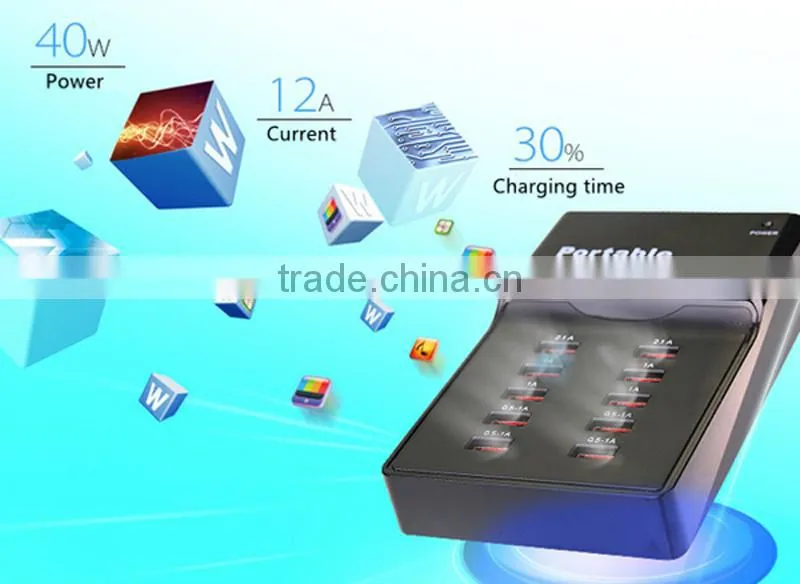 10 ports smart USB plug power charging socket