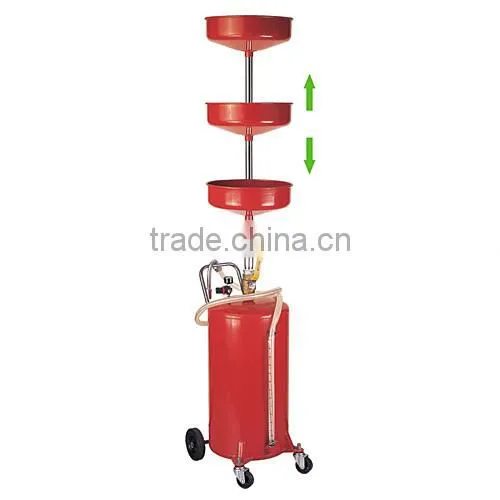 18-GALLON OIL DRAINER (SELF EVACUATING) Heavy Duty 15" 5.5" Receive funnel Extends from 46" to 76" Two 6" Fixed axle wheels,