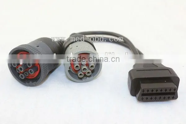 Deutsch 9-pin splitter Y cable, Truck Y Cable OBD2 16pin female to J1708 6pin and J1939 9pin connector