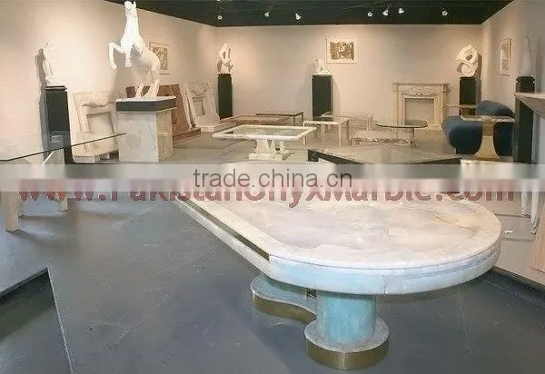 Natural color dark green onyx table