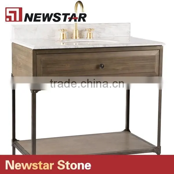 36 inch industrial single wooden base with cararra white top