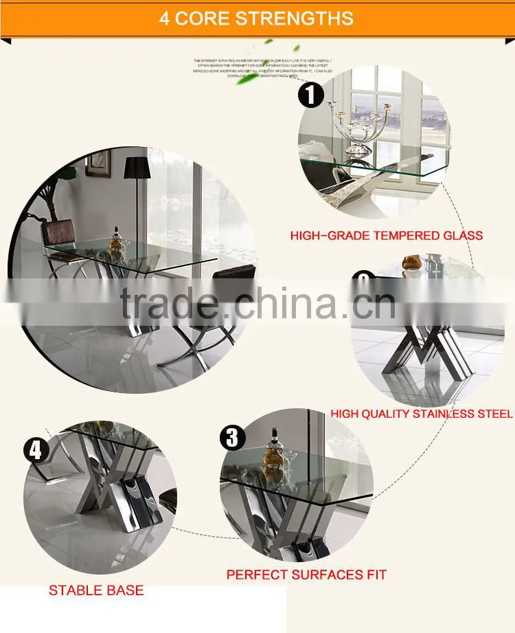 TH318 Modern Design Simple Square Dining Table with Glass Top