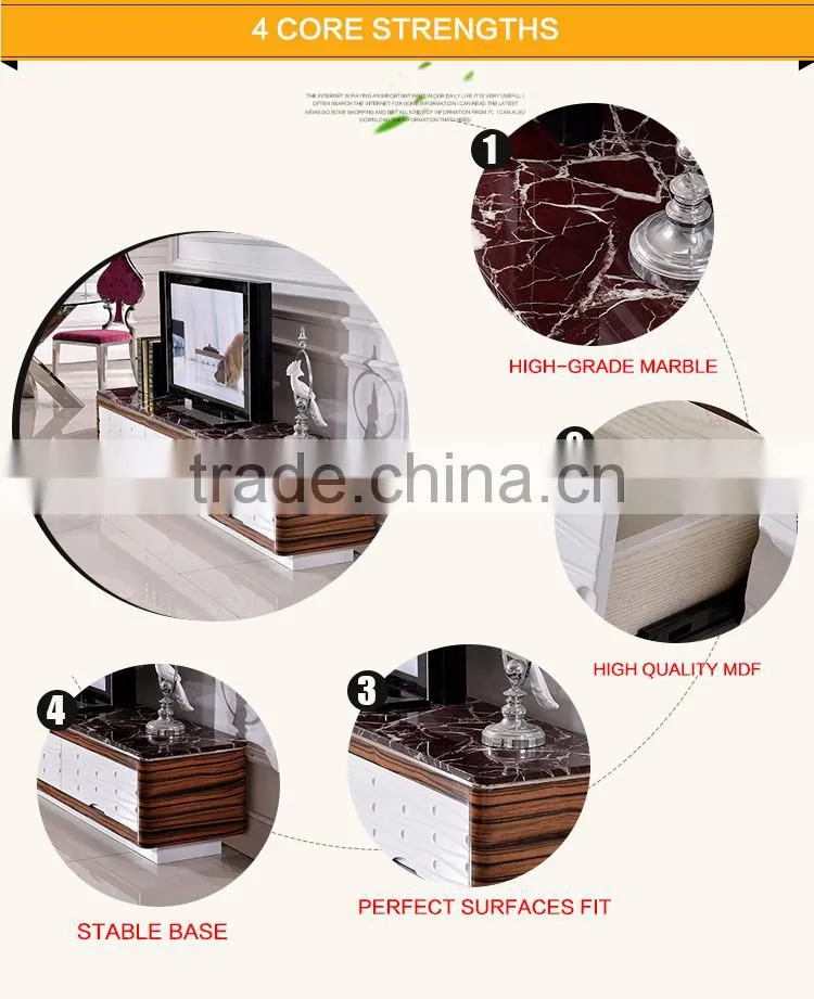 E383 Cheap Marble Top TV Lcd Wooden TV Mount with Stand