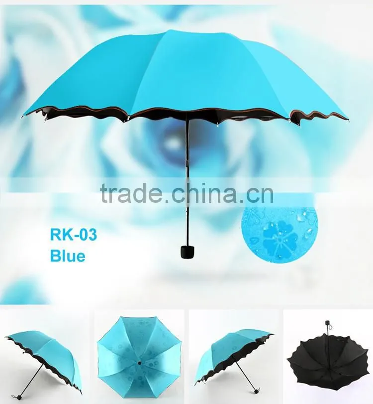 Meet water show the flower sun umbrella with UV, 3 folding umbrella