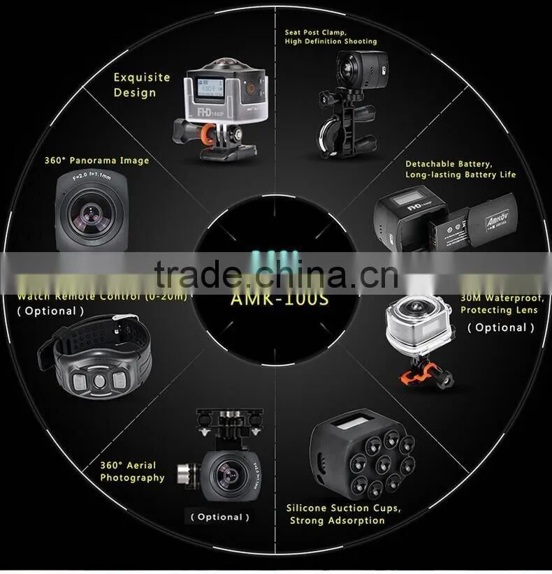 New Arrival Waterproof 360 Degree VR Sports Video Camera Wifi Multifunctional Mini Outdoor Portable VR Sports Camera