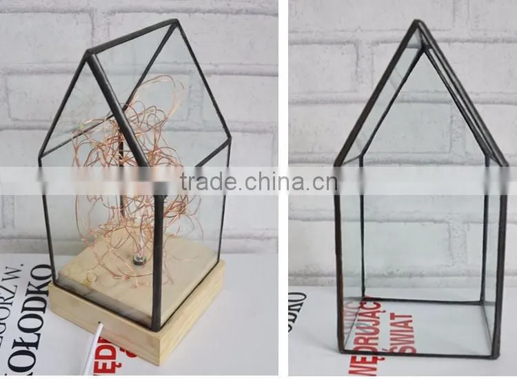 Creative DIY House Design Fireworks Silver Flower Glass House Atmosphere Night Light, Decorative Table Bedroom Warm Night Light