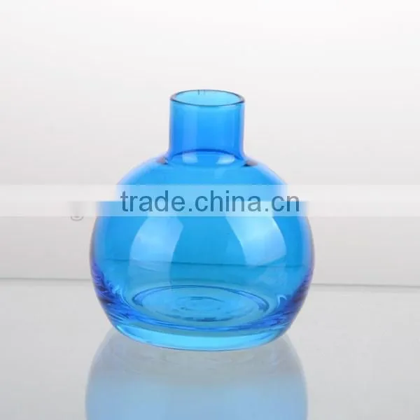 hand made cute mini blue glass vase home decor