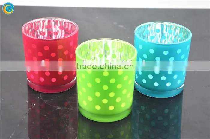 wholesale dots pattern tealight glass candle holders
