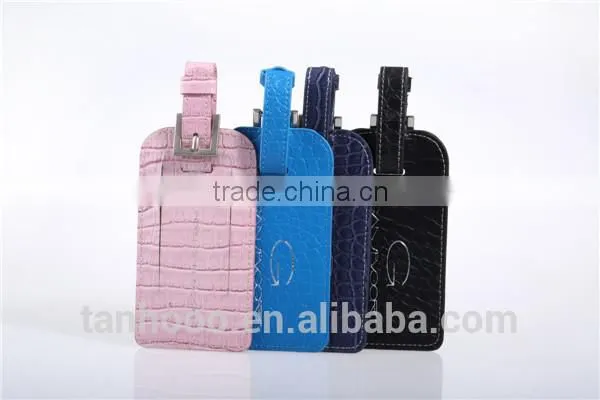 Customize PU Faux Leather Fashion Crocodile Skin Pattern Luggage Baggage Tag Handbag Tags