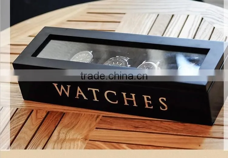 personalized logo printed watch wooden box storage with 10 grids