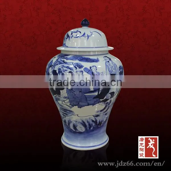 Ancient style excellent quality hand painted blue and white porcelain water container for hot sale