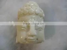 wholesale 30-40mm white laughing buddha head carved natural coral pendant