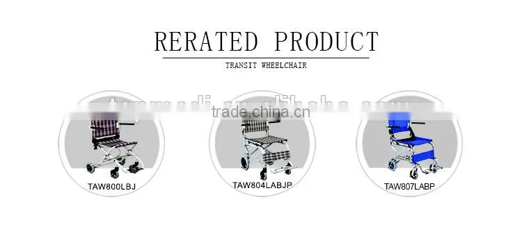 TOPMEDI portable aluminum transit wheelchair
