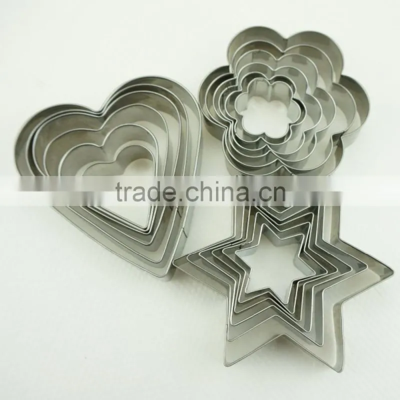 47033 18 pcs star heart flower Shape Cake cookie cutter ,fondant cake decorating tools