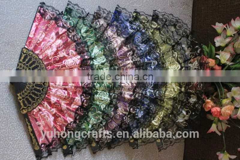 handmande rose pattern lace fan