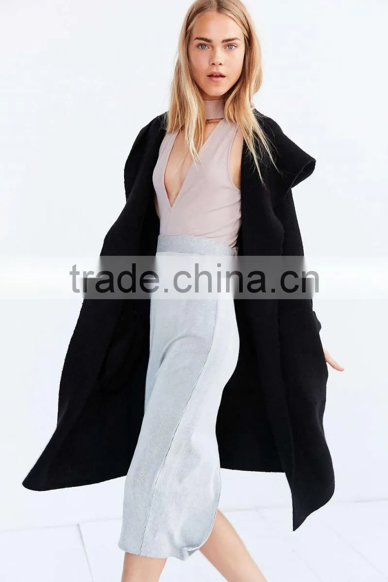 Cozy Hooded Open Longline Sweater Coat Oversized Fit Women's Winter Long Mature Coat Latest Design