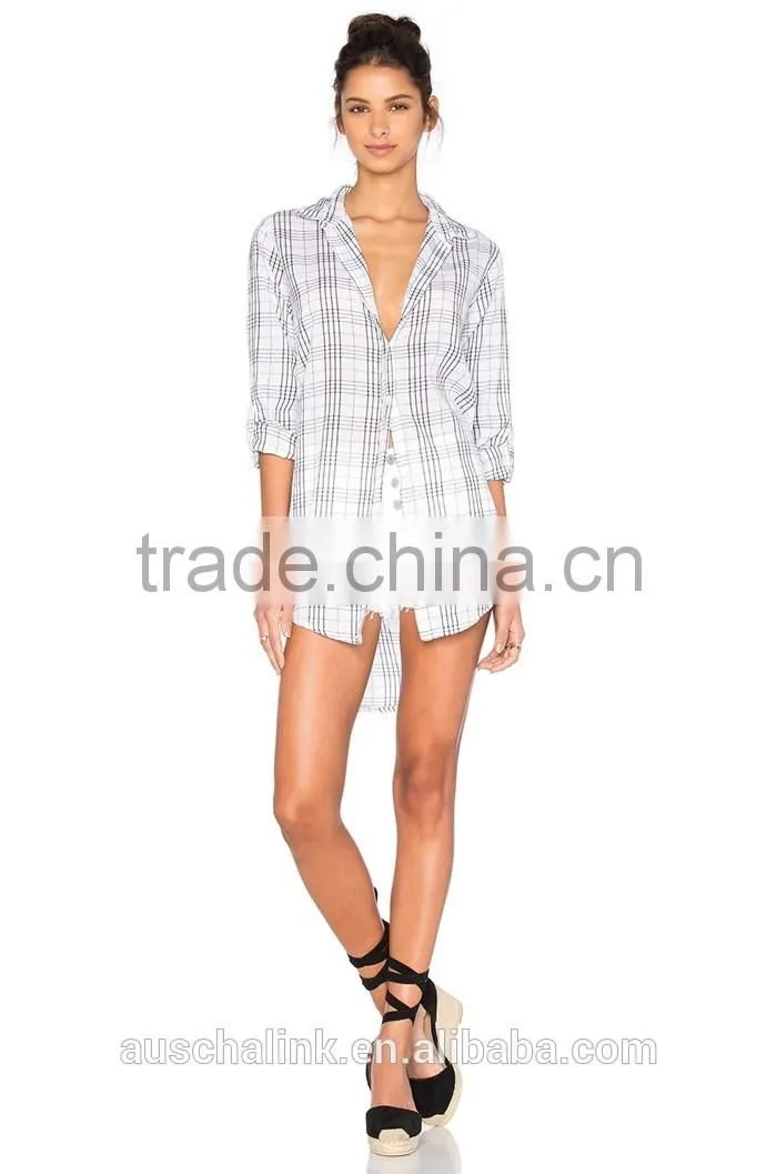 custom women western plaid oversized shirts wholesale OEM service